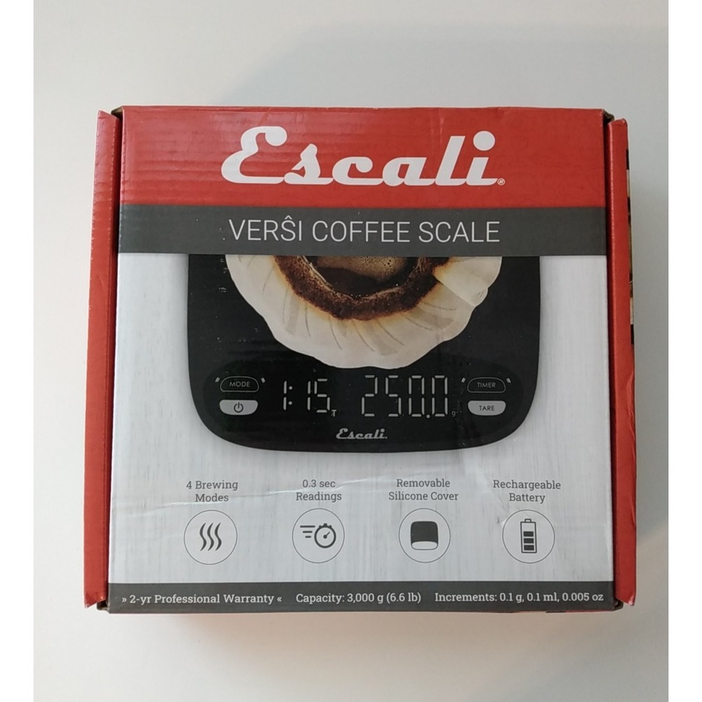 Escali Versi Digital Coffee Scale with Timer, 6.6 lb Capacity, Black Model CF63B
